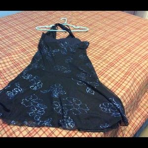 Blue backless strapless dress